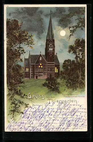 Lithographie Berlin-Tiergarten, Kaiser-Friedrich-Gedächtnis-Kirche