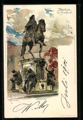 Künstler-AK Heinrich Kley: Berlin, Denkmal Gr. Kurfürst