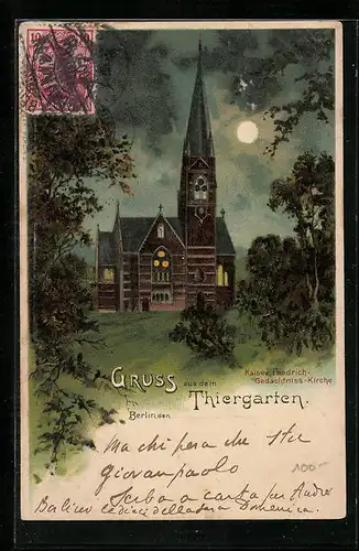 Lithographie Berlin-Tiergarten, Kaiser-Friedrich-Gedächtnis-Kirche