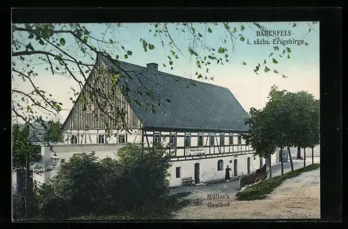 AK Bärenfels /Sa., Müllers Gasthof mit Strasse