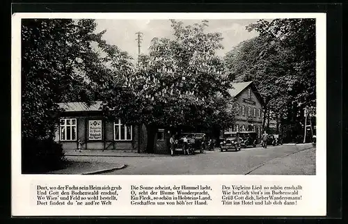 AK Vossloch bei Barmstedt, Hotel Grüner Wald Max Eggert mit Strasse
