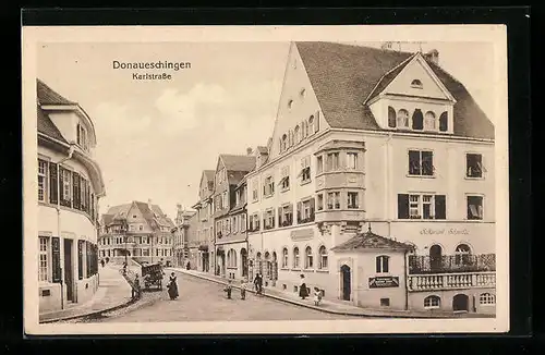 AK Donaueschingen, Karlstrasse mit Restaurant Schmiede