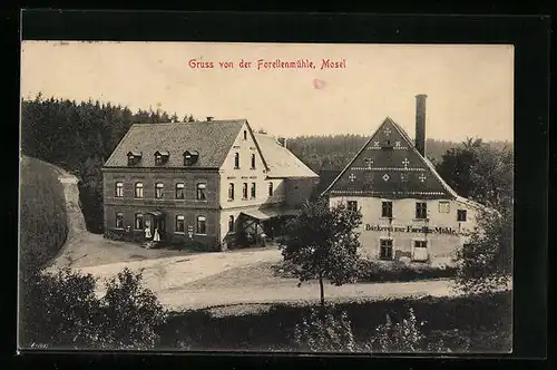 AK Mosel, Gasthaus Forellenhütte und Bäckerei zur Forellen-Mühle