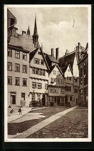 AK Halle a. S., Strassenpartie, Trödel-Althalle