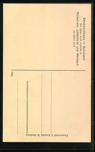 AK Schwaam, Ansicht eines Strohdachhauses