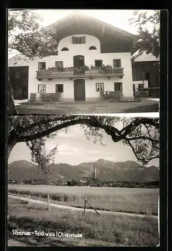 AK Übersee-Feldwies, Gesamtansicht, Gemütliches Gasthaus