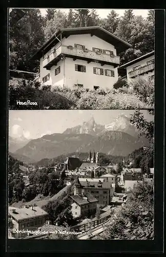 AK Berchtesgaden, Ortsansicht mit Watzmann, Haus Rosa
