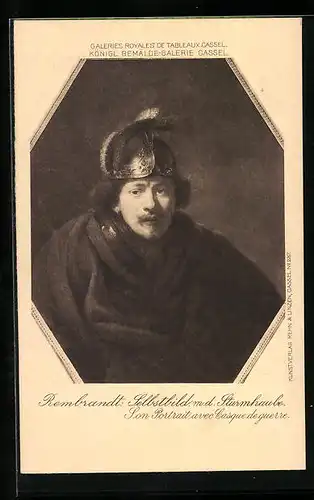 AK Rembrandt, Selbstbild m. d. Sturmhaube