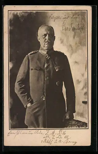AK Erich Ludendorff in Uniform mit Eisernem Kreuz