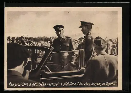 AK Edvard Benes im Auto mit Uniform