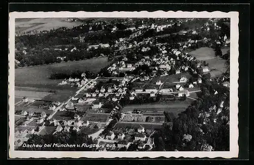 AK Dachau bei München, Teilansicht, Fliegeraufnahme