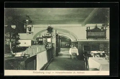 AK Ratzeburg /Lbg., Gasthaus Hohenzollernkeller, Innenansicht