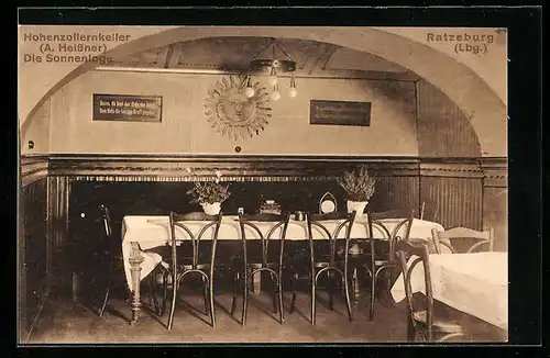 AK Ratzeburg /Lbg., Gasthaus Hohenzollernkeller, Die Sonnenloge, Innenansicht