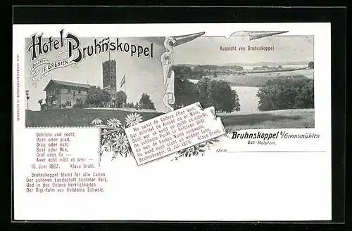 AK Bruhnskoppel b. Gremsmühlen, Hotel Bruhnskoppel, Panorama