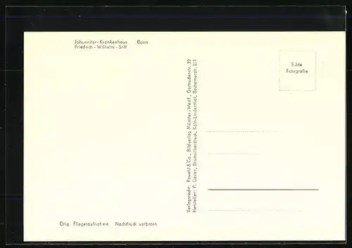 AK Bonn, Fliegeraufnahme des Johanniter-Krankenhauses
