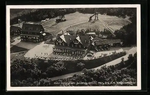 AK Inselsberg, Hotel Gotha, Fliegeraufnahme