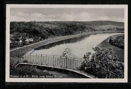 AK Diesbar a. d. Elbe, Blick vom Bösen Bruder