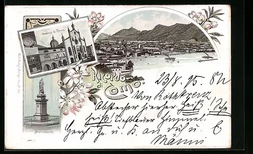 Vorläufer-Lithographie Como, 1895, Duomo di Como, Monumento, Totalansicht