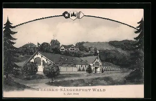 AK Wald, Bezirks-Sängerfest 1908, Festhalle