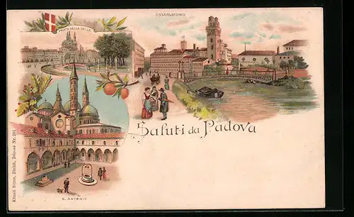 Lithographie Padova, Osservatorio, Prato della Valle, St. Antonio