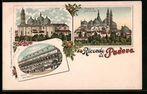 Lithographie Padova, Chiesa de Santo Abside, Salone della Ragione, S. Giustina