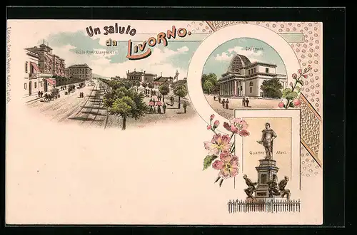 Lithographie Livorno, Viale Rna Margherita, Quattro Mori, Cisternone