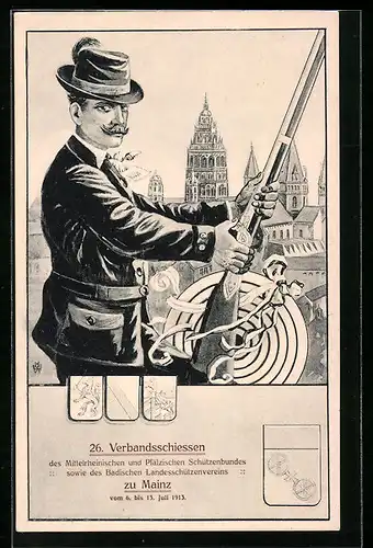 AK Mainz, 26. Verbandsschiessen d. Mittelrheinischen u. Pfälzischen Schützenbundes sowie d. Badischen Landessch. V. 1913