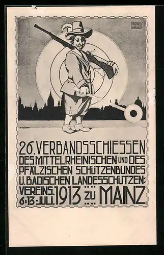AK Mainz, 26. Verbandsschiessen d. Mittelrheinischen u.d. Pfälzischen Schützenbundes u. Bad. Landesschützenvereins 1913