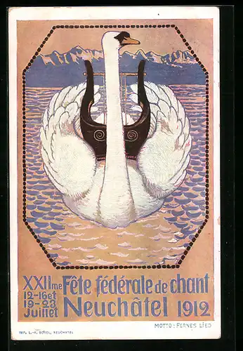 AK Neuchâtel, XXIIme Fête fedérale de chant 1912, Sängerfest