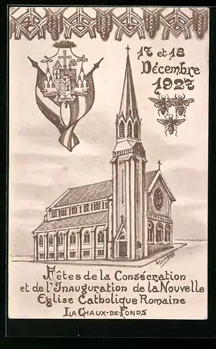 AK La Chaux-de-Fonds, Fêtes de la Consecration et de l`Inauguration de la Nouvelle Eglise Catholique Romaine