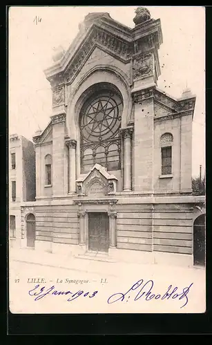 AK Lille, La Synagogue, Partie an der Synagoge