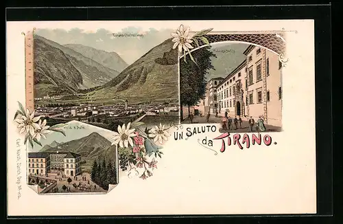 Lithographie Tirano, Hotel d`Italie, Palazzo Salis