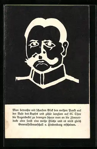 Künstler-AK Generalfeldmarschall Paul von Hindenburg, optische Täuschung