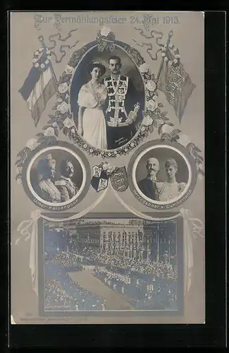 AK Zur Vermählungsfeier 24. Mai 1913 Print Ernst August Herzog zu Braunschweig u. Lüneburg mit Prinzessin Victoria Luise