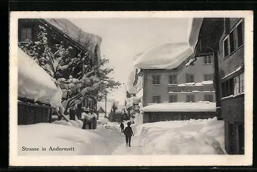 AK Andermatt, Strassenpartie im Winter