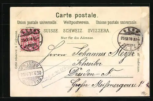 Lithographie Bern, Totalansicht, Bärengraben