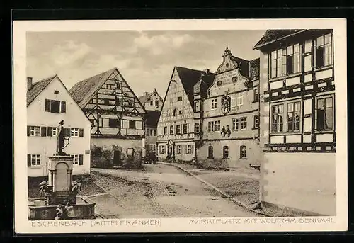 AK Eschenbach /Mittelfranken, Marktplatz mit Wolfram-Denkmal