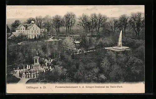 AK Dillingen a. D., Promenadenkonzert v. d. Krieger-Denkmal im Taxis-Park