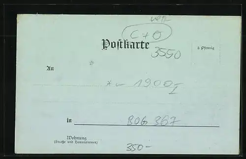 Mondschein-AK Marburg i. H., Universität und Schloss von der Lahn aus