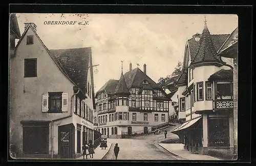 AK Oberndorf a. N., Strassenpartie mit Gasthof zum Schützen