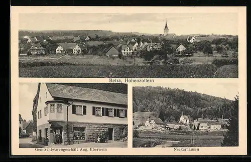AK Betra /Hohenzollern, Ortsansicht, Gemischtwarengeschäft Eberwein, Neckarhausen
