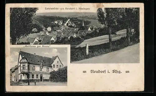 AK Neudorf i. Rhg., Gasthaus zur Krone, Totalansicht