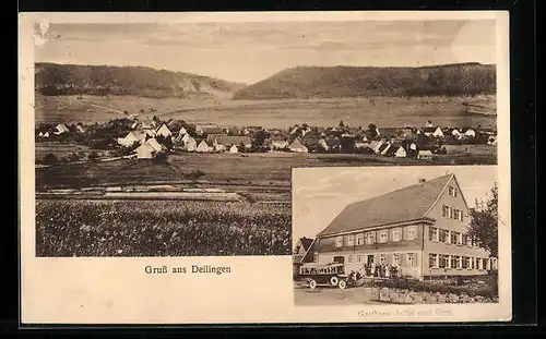 AK Deilingen, Totalansicht, Gasthaus Adler und Post