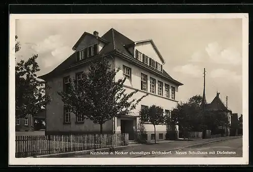 AK Kirchheim a. Neckar, Neues Schulhaus mit Diebsturm