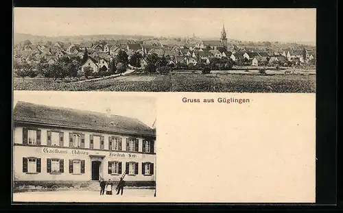 AK Güglingen, Ortsansicht mit Gasthaus zum Ochsen