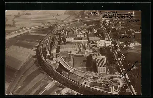 AK Bietigheim b. Stuttgart, Fliegeraufnahme des Linoleum-Werkes