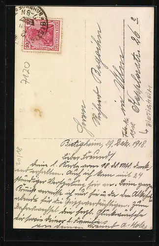 Foto-AK Bietigheim, Häuseransicht mit Anwohnern