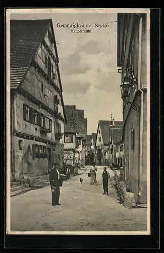 AK Gemmrigheim a. Neckar, Hauptstrasse mit Anwohnern