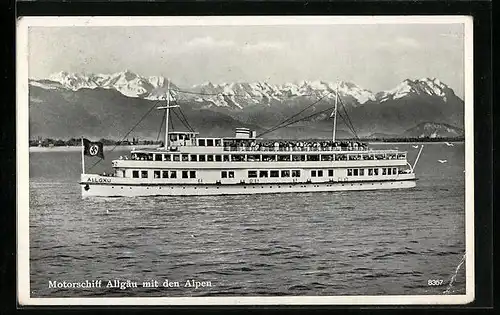AK Motorschiff Allgäu mit den Alpen, 