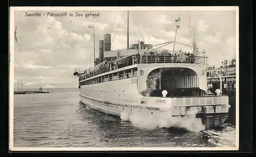 AK Sassnitz, Fährschiff Sassnitz in See gehend